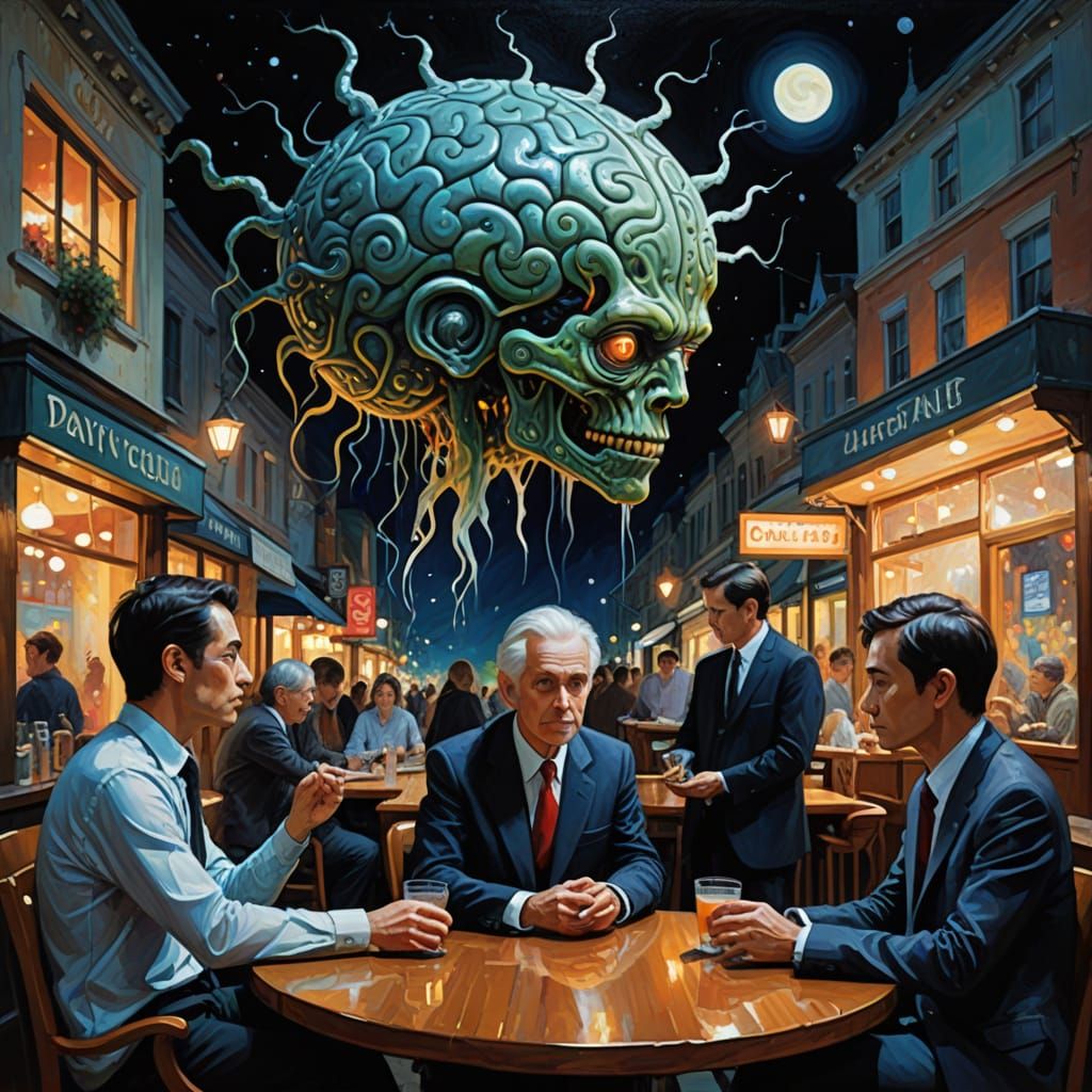 Ethereal Surreal Characters Interact with Creature