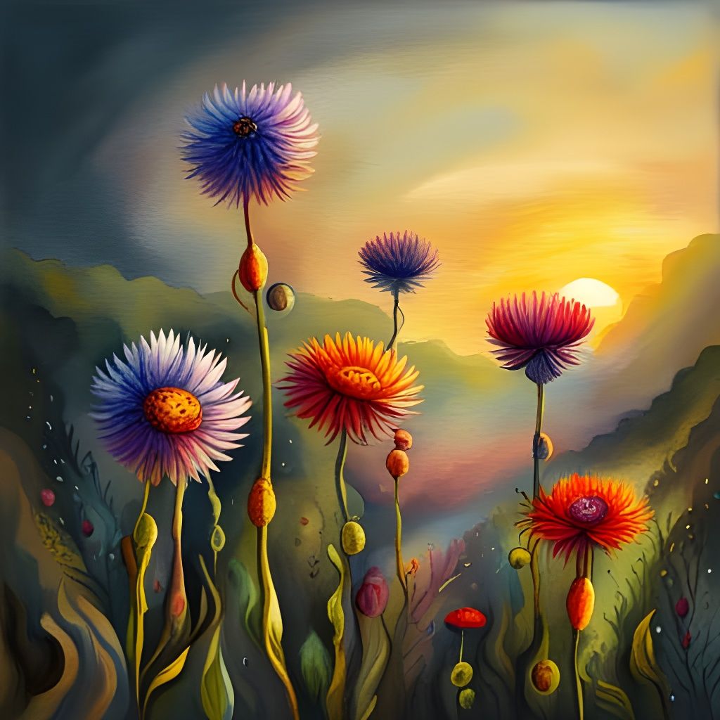 Happy Puppets in Summer Field: Storybook Illustration