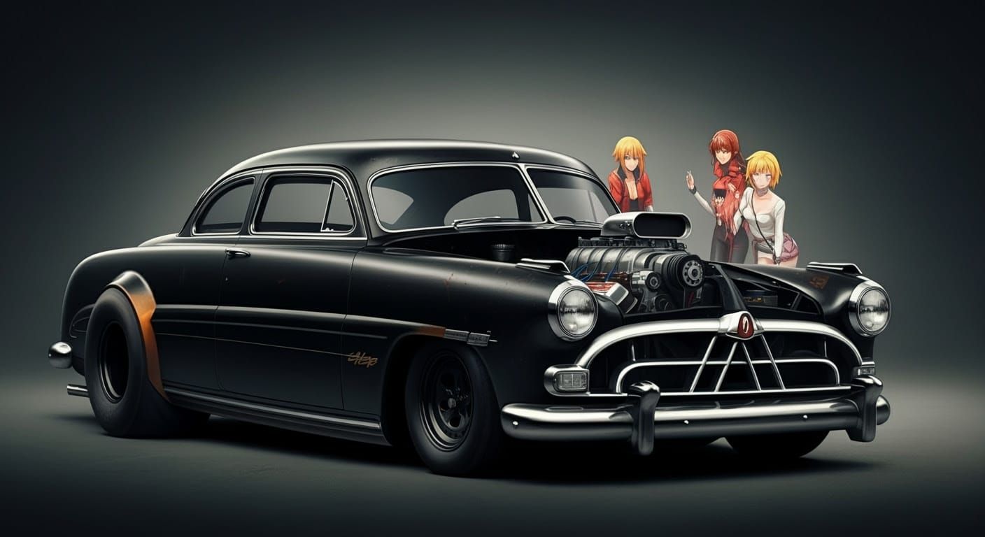 Retro-Futuristic NASCAR Stock Car with Anime Twist