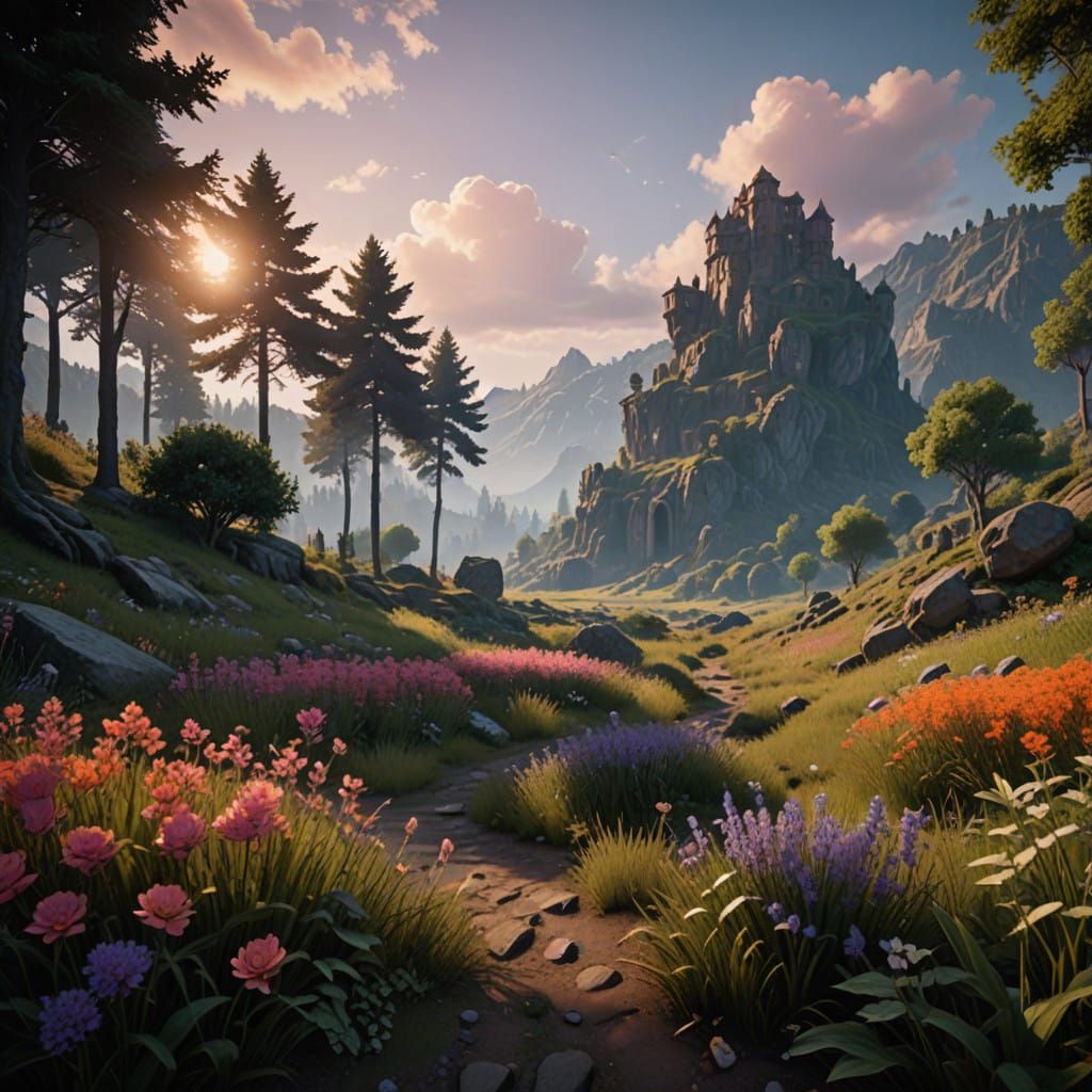 Dreamy Landscape Scene, Inspired by Impressionism