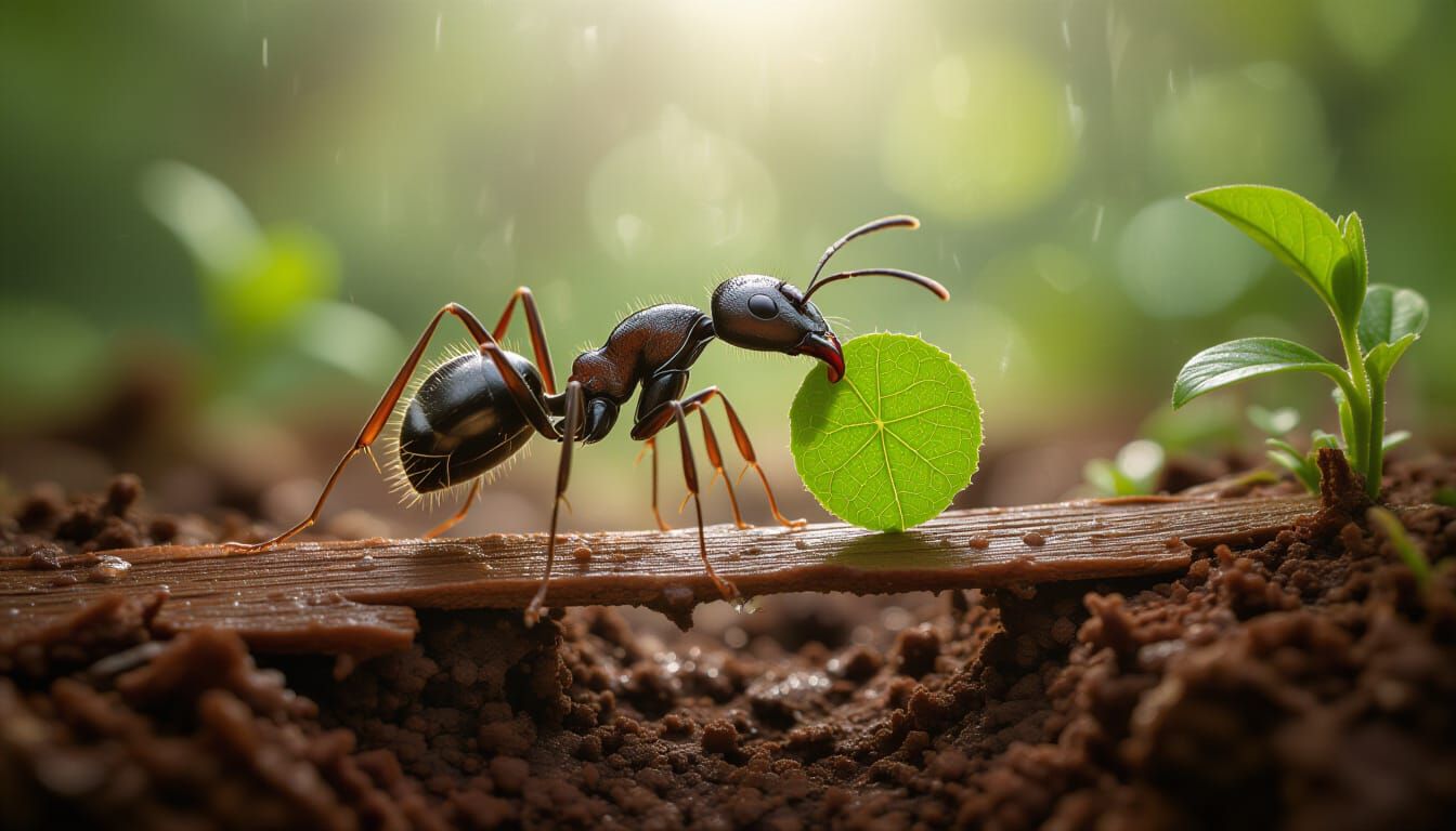Macro Photo of Leafcutter Ant Carrying Leaf