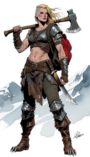 Noir Comic Style Adventurer in Alps Landscape