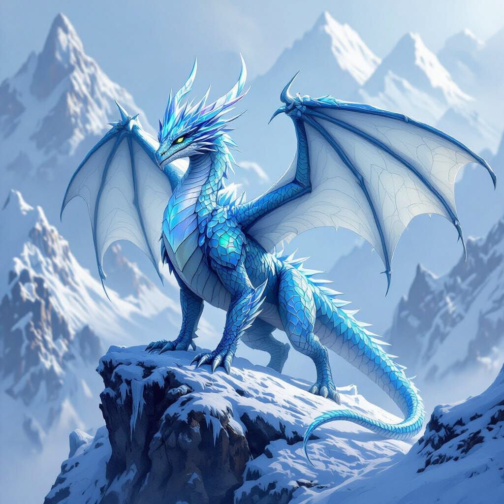 Icewing-Hivewing Hybrid Dragon on Frosty Peak
