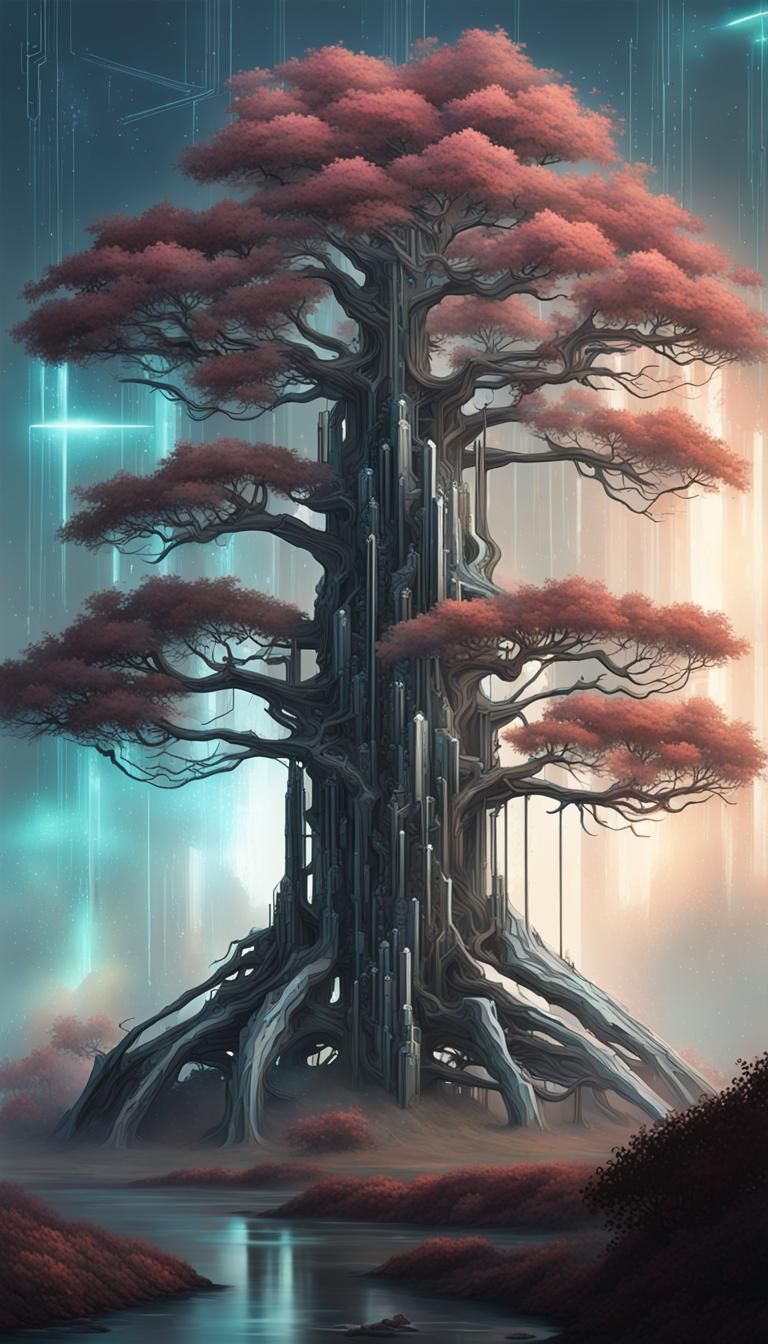 Cyberpunk Tree with Nebula Foliage by Jordan Grimmer