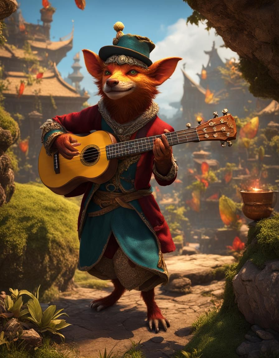 Kobold Bard Plays Ukulele and Bongos