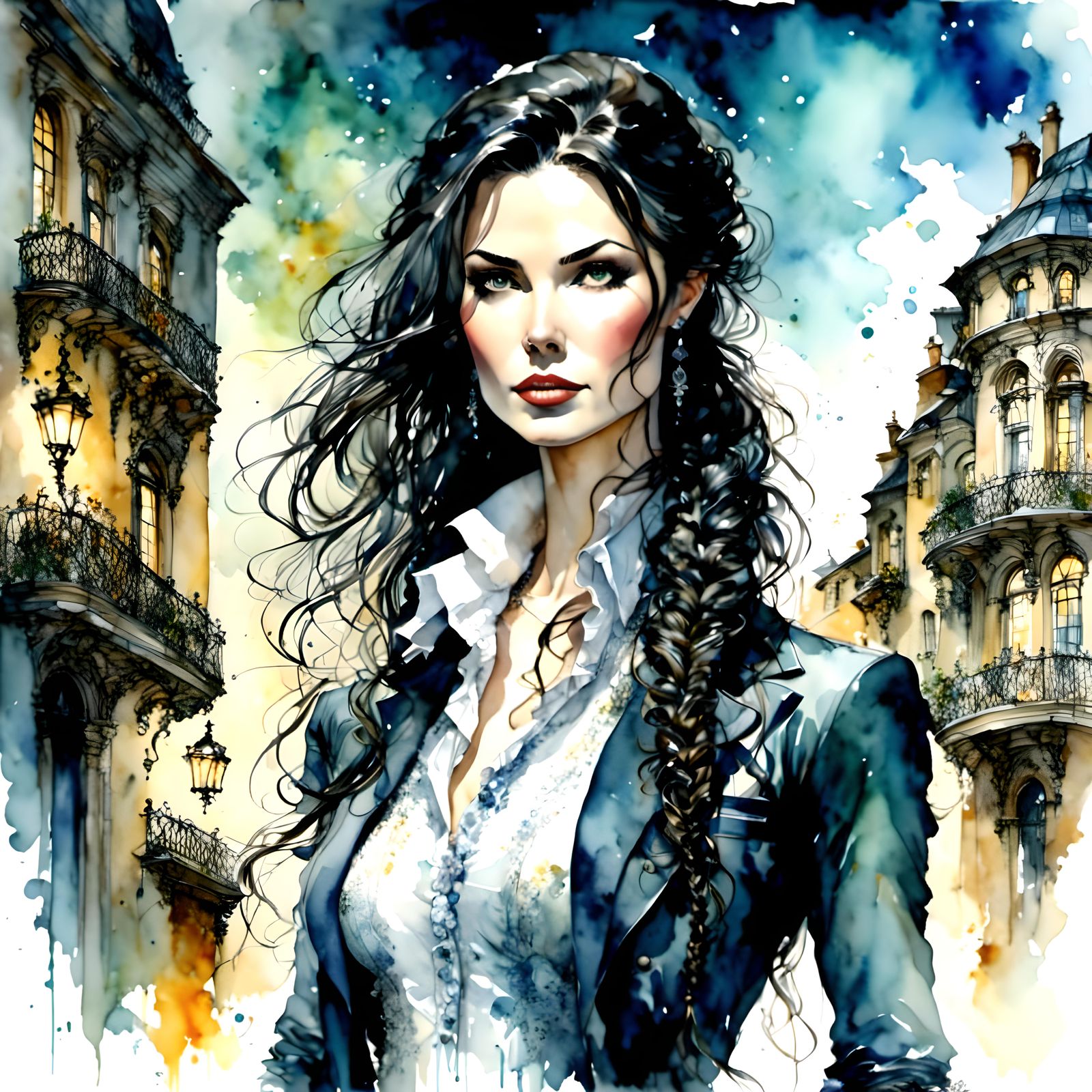 Veruca Salt as Adult Woman in Watercolor Style