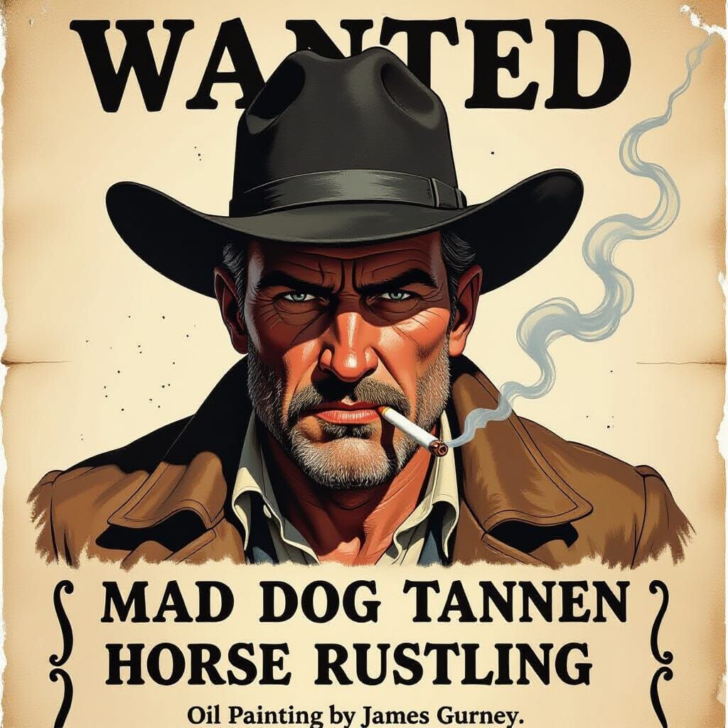 Wanted: Old West Outlaw Portrait in Oil Painting Style