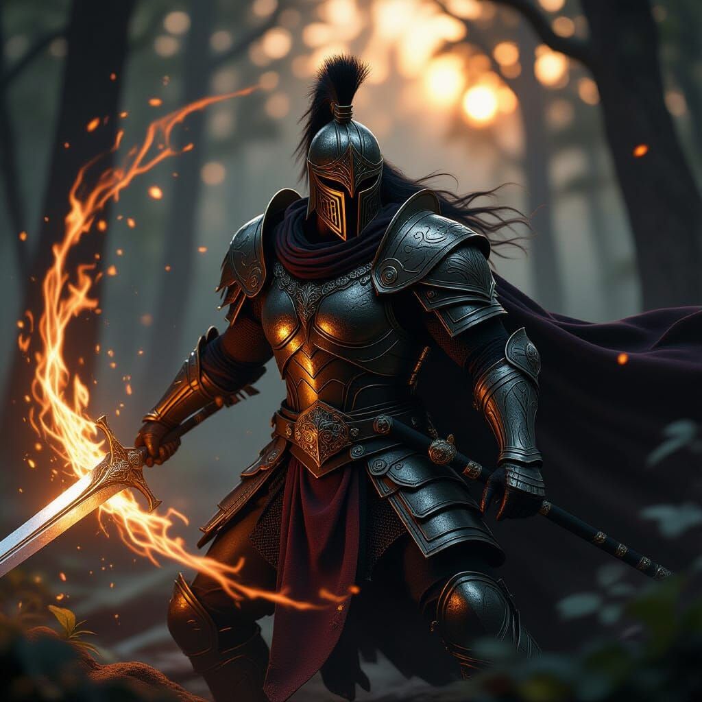 Legendary Warrior Battles Dark Magic in Forest