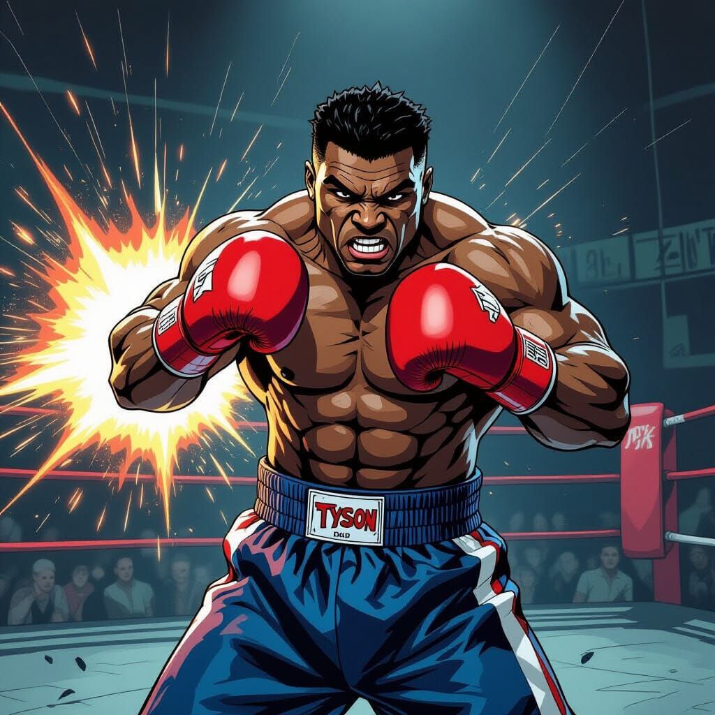 Mike Tyson as Street Fighter Character in Anime Style