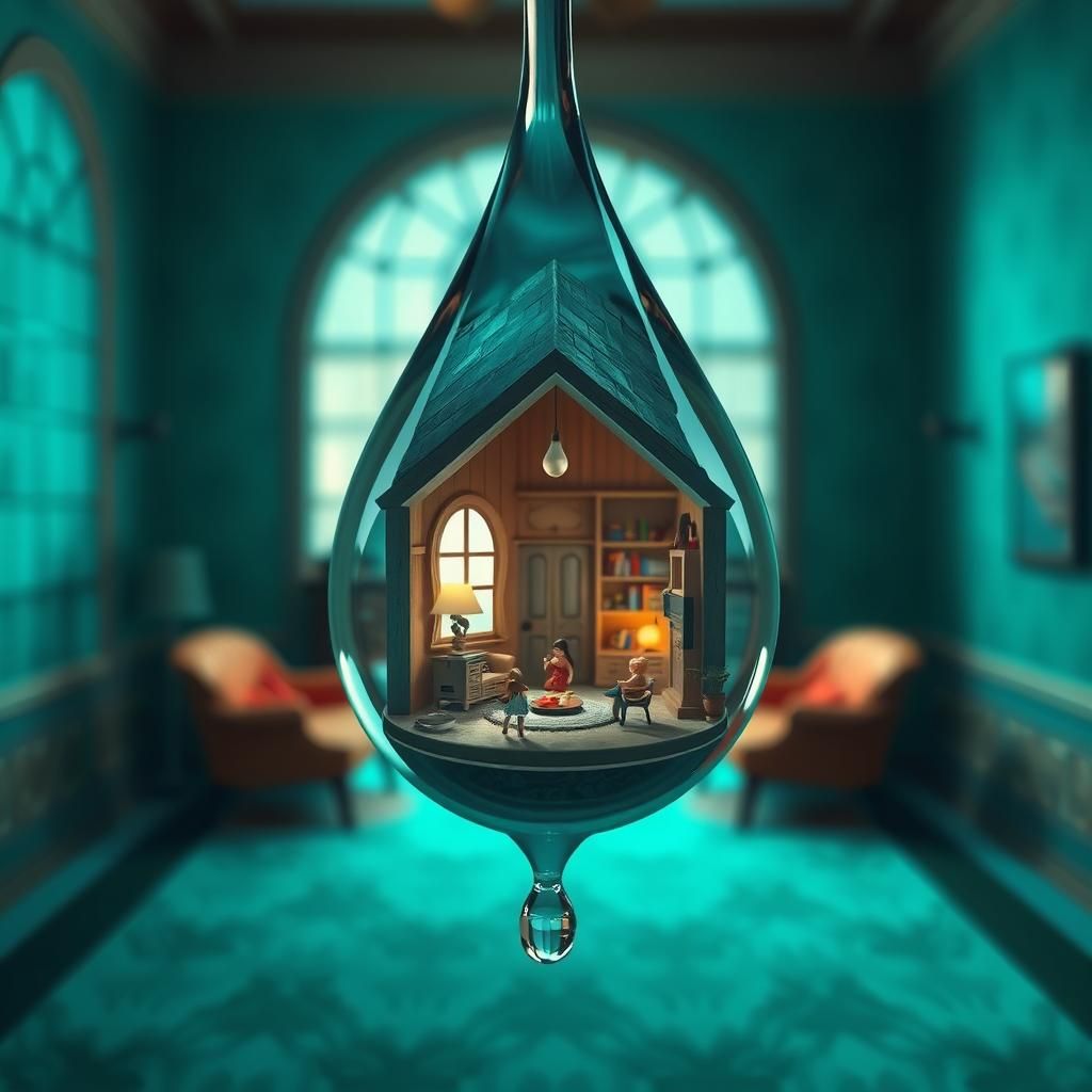 Miniature Dollhouse Inside Droplet: Fantasy Concept Art