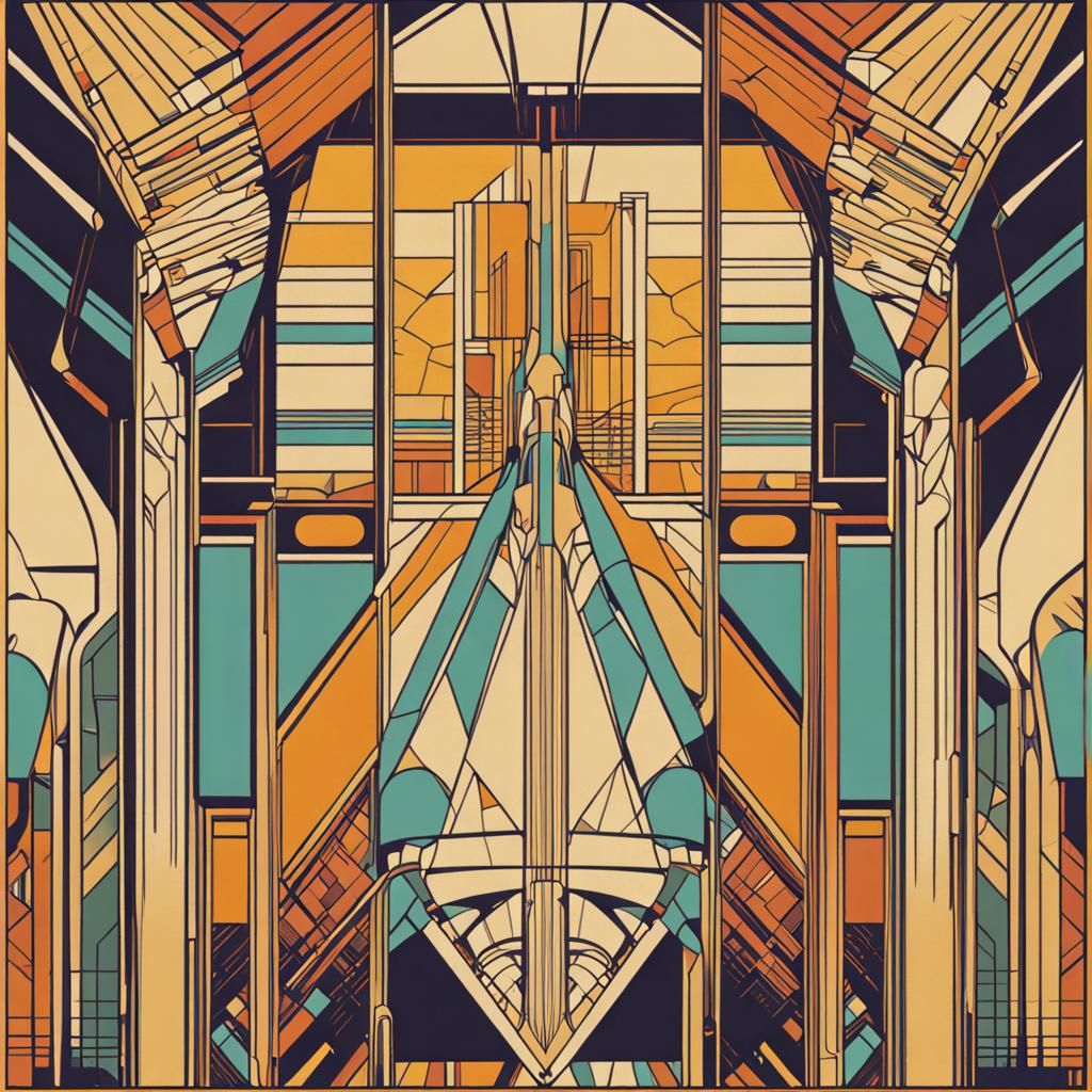 Geometric Art Nouveau Big Bustle Vector in Pop Art