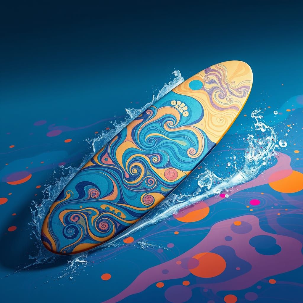 Surreal Surfboard in Fantasy Concept Art Style