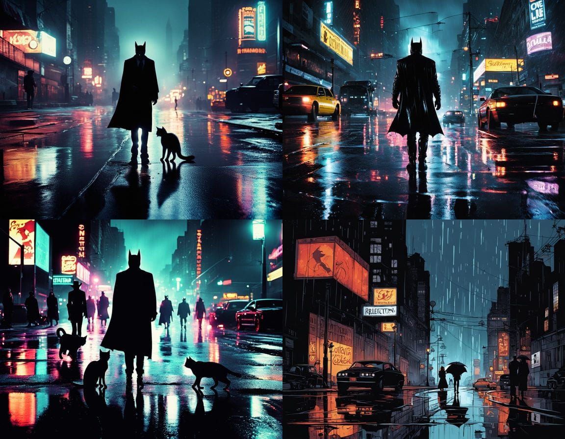 Gotham City Bat-Signal with Dark Knight Silhouettes