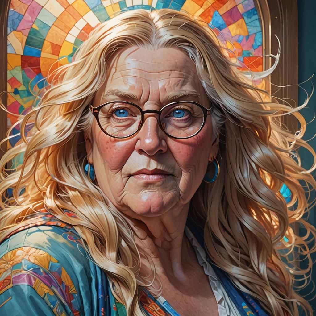 Colorful Portrait of Woman in Colored Pencil Style