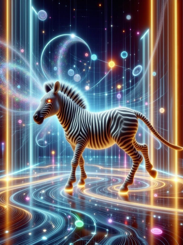 Hyperreal Zebra with Leopard Spots in Abstract Rhythm
