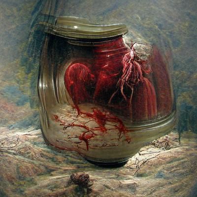 Bloody Heart in Jar: Dark Horror Art