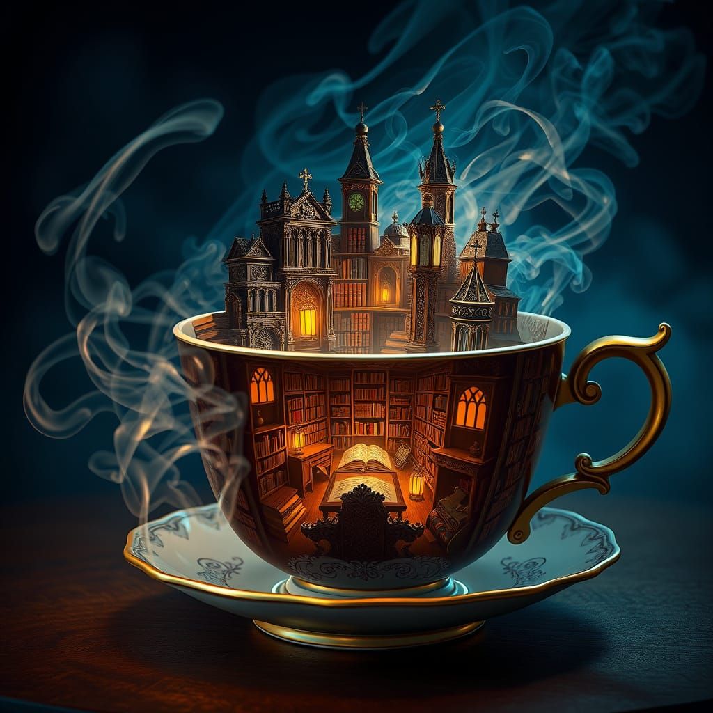 Fantastical Library Scene in Detailed Matte Painting