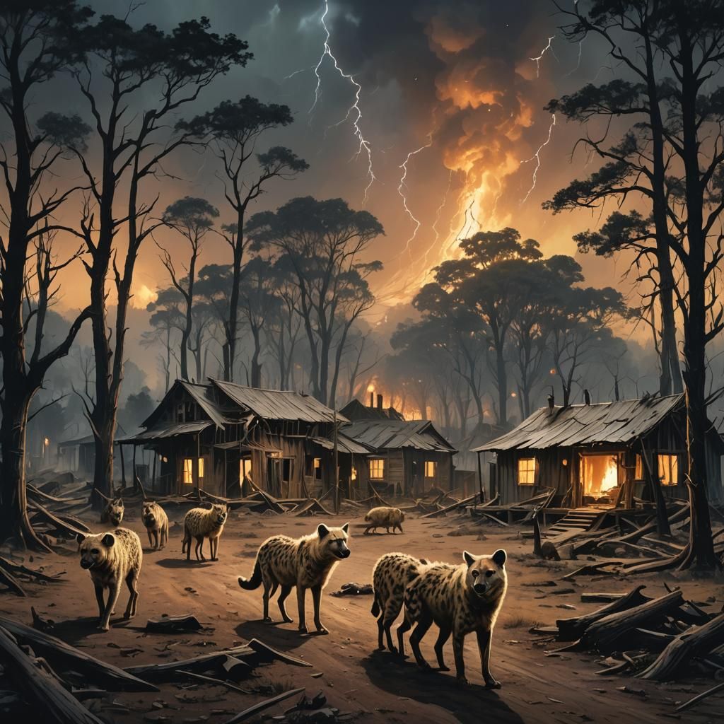 Eerie Ghost Town Under a Thunderous Sky