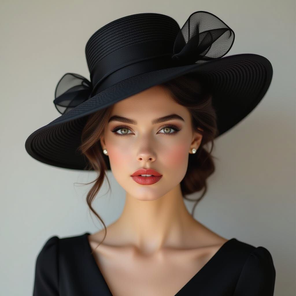 Woman with Avant-Garde Hat in Dramatic Light