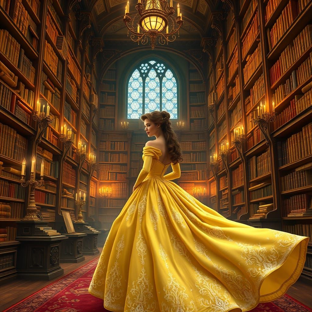 Enchanted Library Sanctuary in Disney-Inspired Style