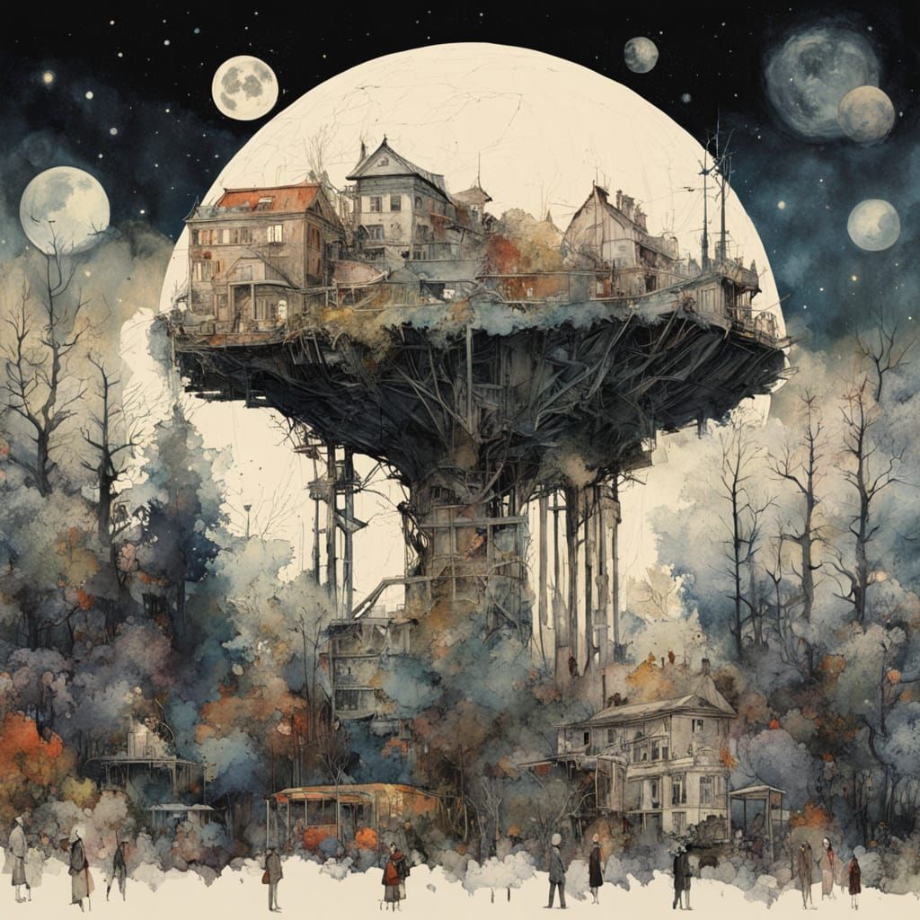 Galaxy Flows Into Princess Silhouette Amidst Detailed Landsc...