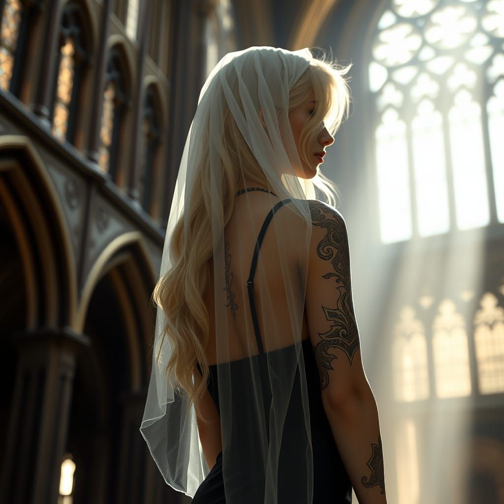 Ethereal Gothic Goddess in Cathedral Splendor