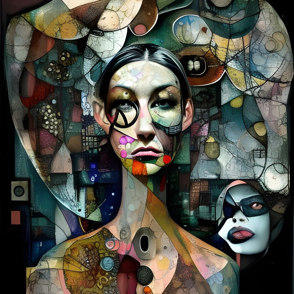 Surreal Woman's Portrait in Bioluminescent Maximalist Style