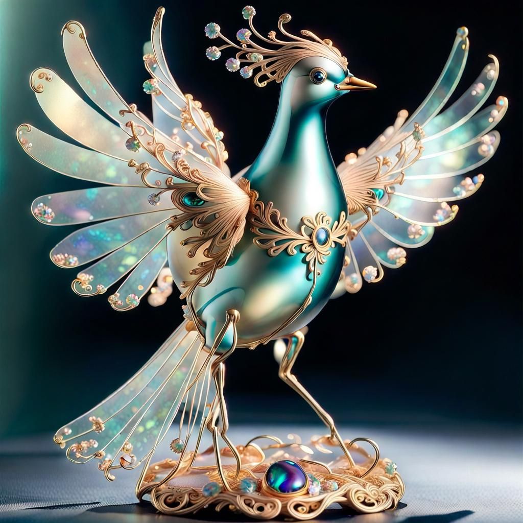 Faberge Fairytale Bird in Translucent Silk