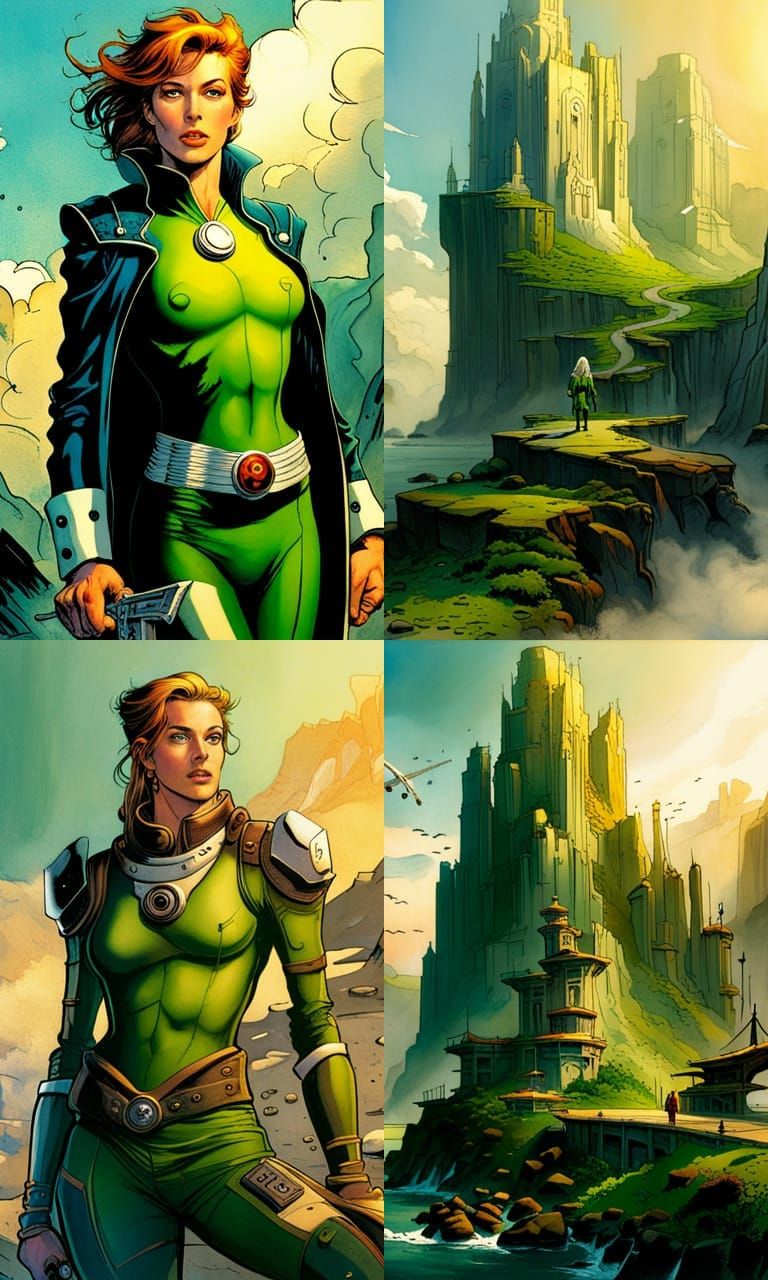 Rogue from X-Men in Roger Dean Style