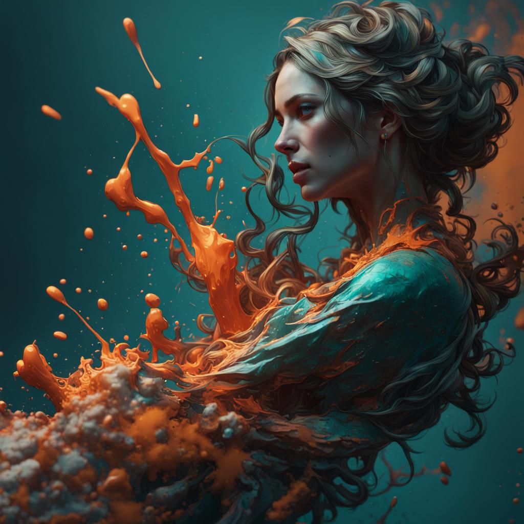 Dynamic Ink Splatter Concept Art in 8k Resolution