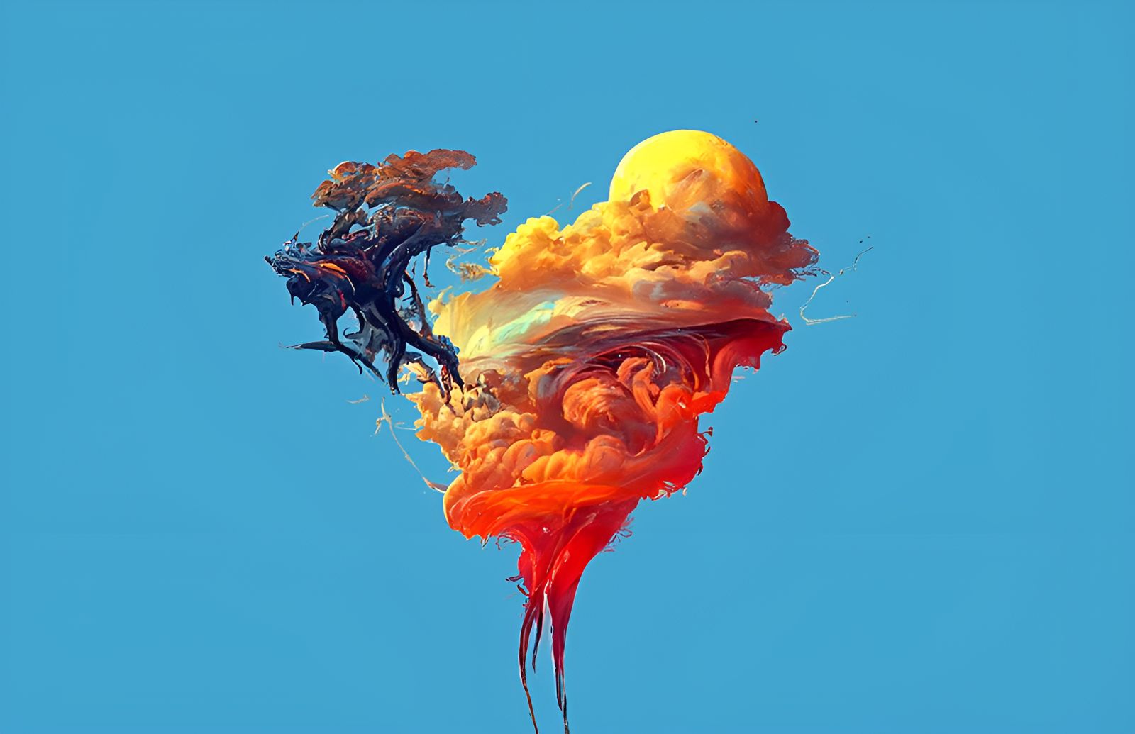 Heart Lightning Storm in Canyon as Landscape Painting