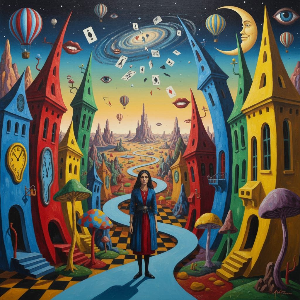 Middle-Eastern Alice Explores Surreal Wonderland