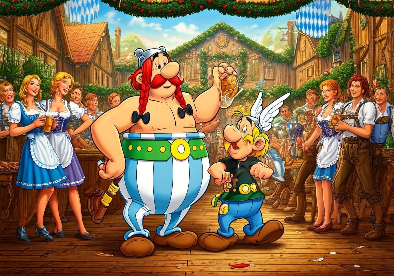 Asterix and Obelix Celebrate Oktoberfest in Germany