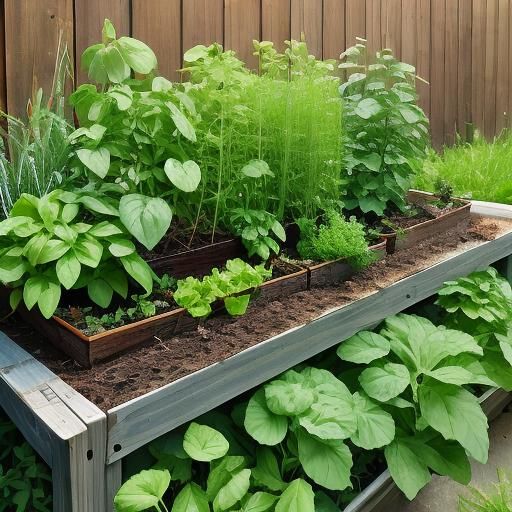 Lush Herb Garden with Aromatic Plants