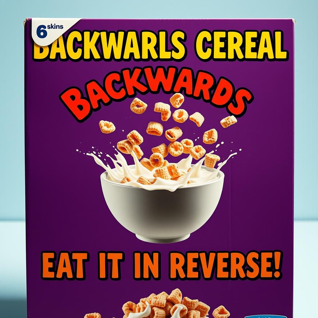 Backwards Cereal Box Art in Terry Gilliam Style