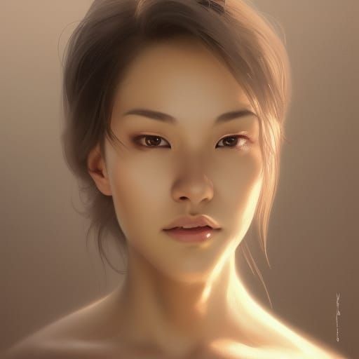 Detailed Portrait of Carla Ayatsugi in Art Nouveau Style