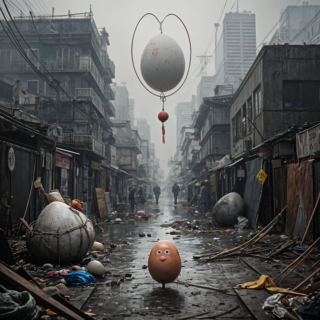 Angry Egg Plays Violin in Polluted City