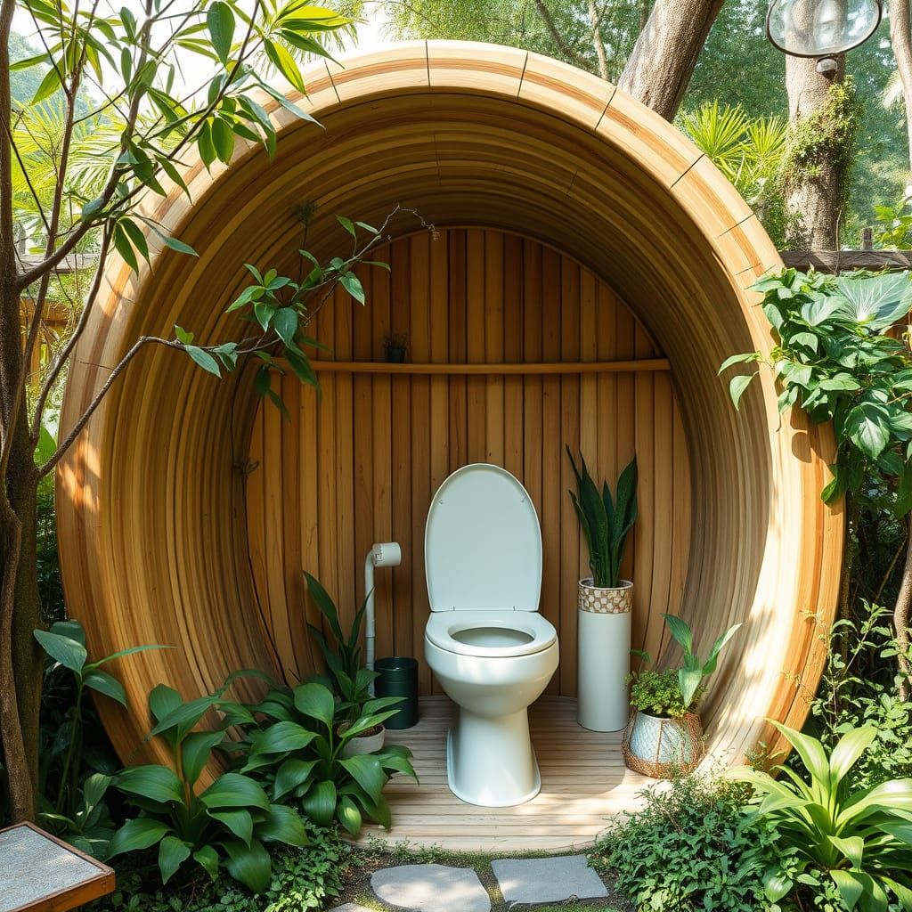 Eco-Friendly Solarpunk Toilet in Harmony with Nature