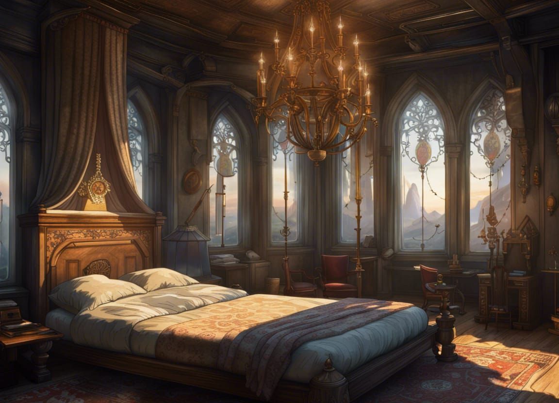 Regal Castle Bedroom in Photorealistic Digital Art