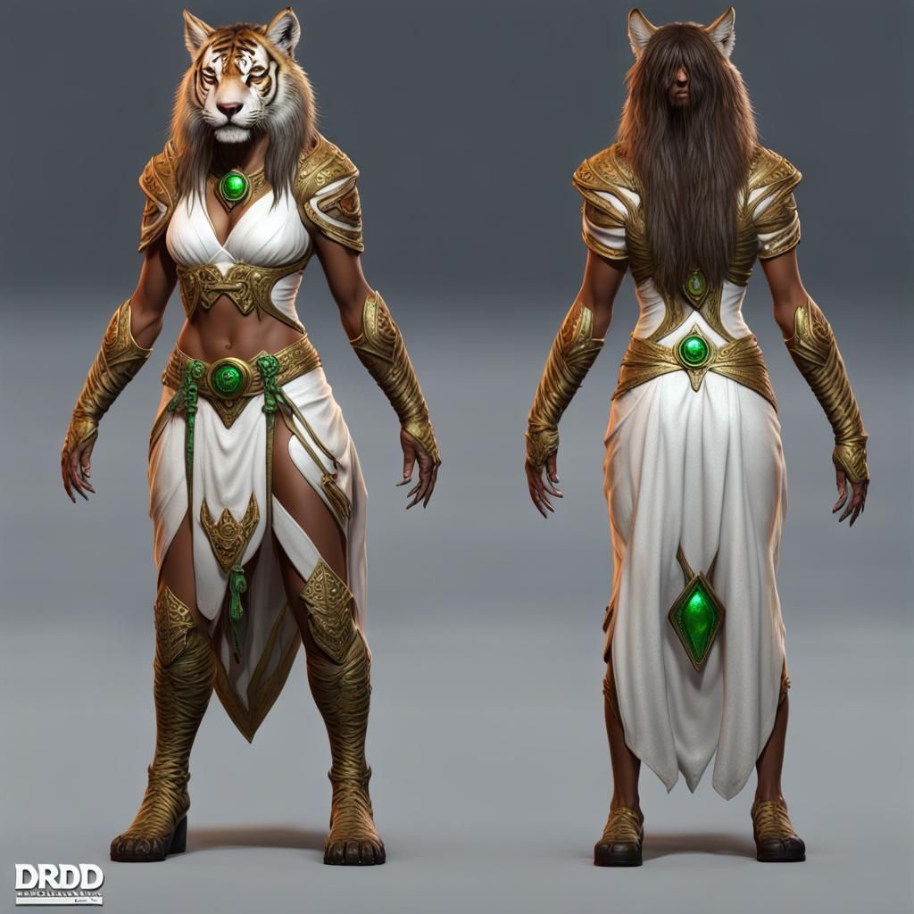 Lycan Tiger Druid Character Sheet in Dark Fantasy Style