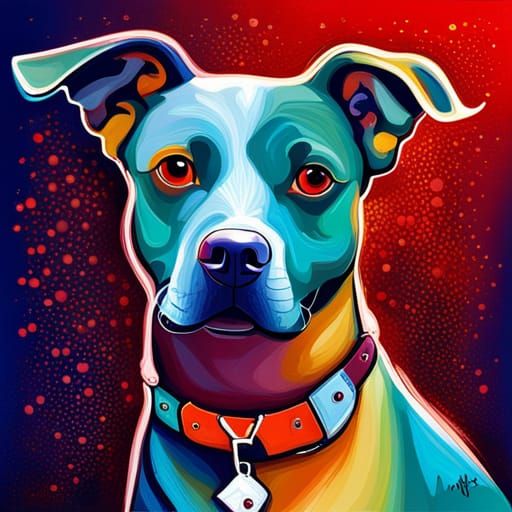 Abstract Art: American Staffy and Chihuahua Portrait
