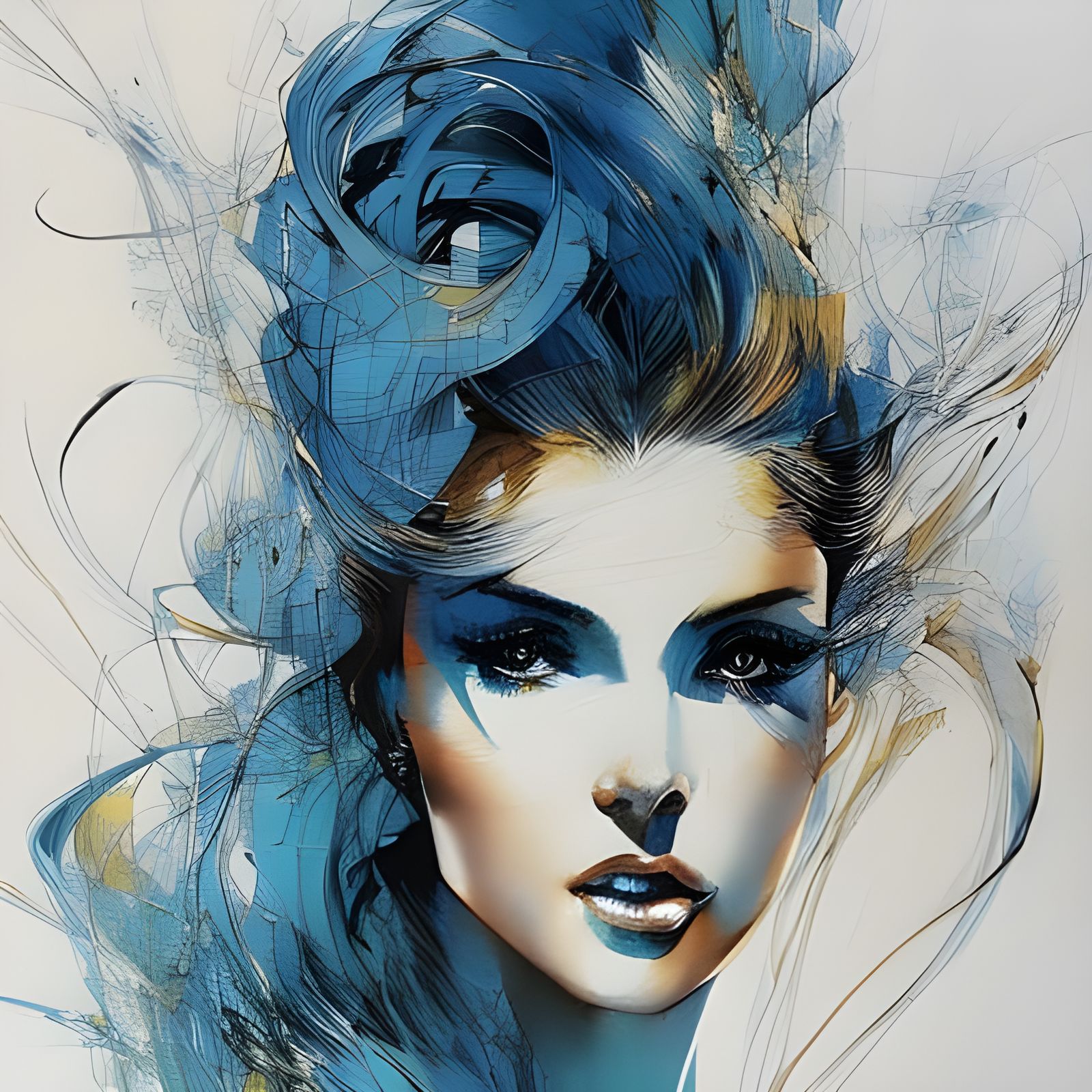 Princess Belle in Blue Dress, Digital Art