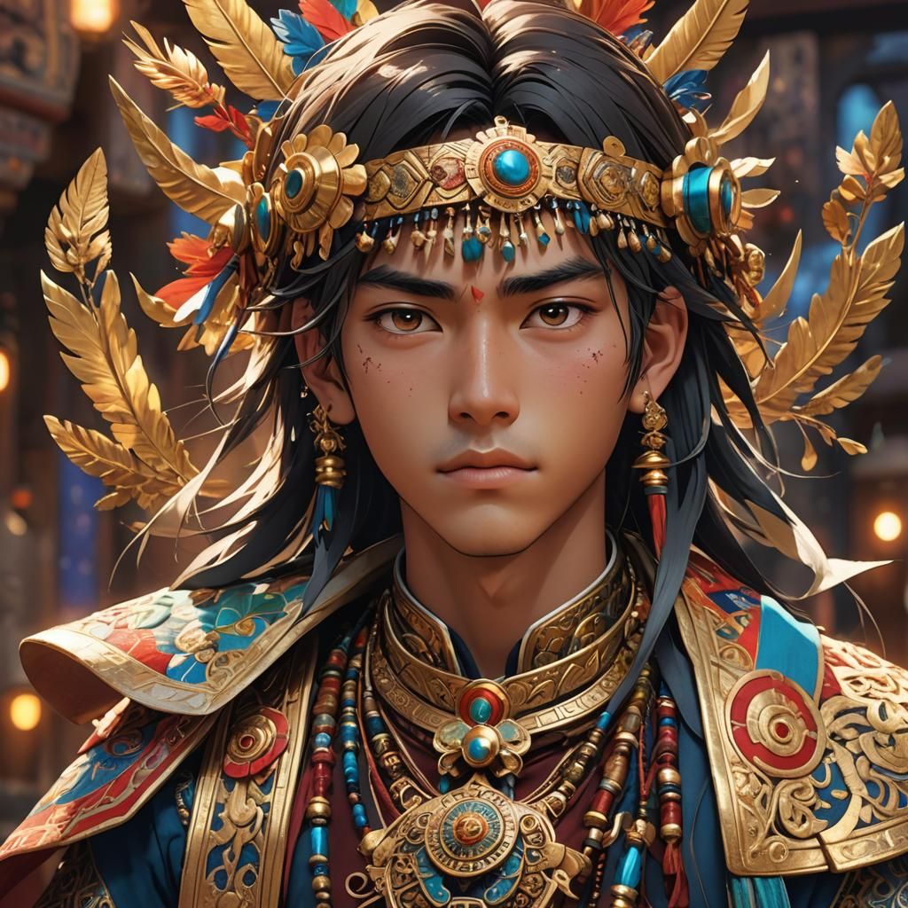 Young Inca Prince in Detailed 3D Anime Art