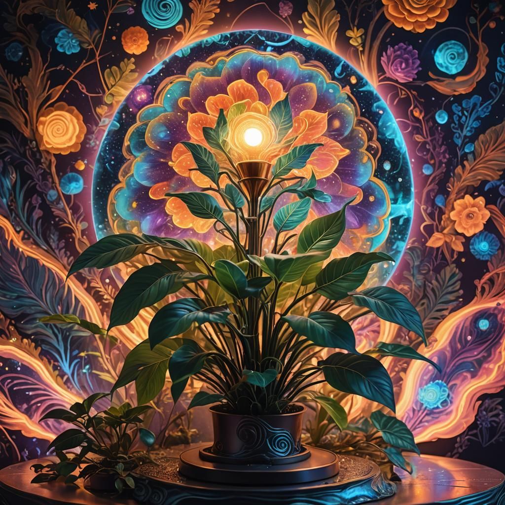 Holographic Astral Lamp in Psychedelic Colors