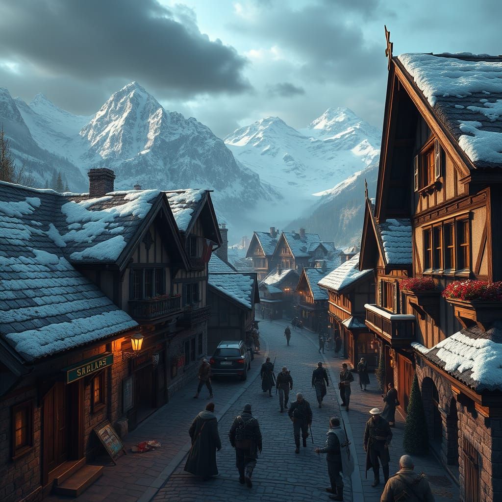 Epic Showdown in Swiss Village, 3D Game Art