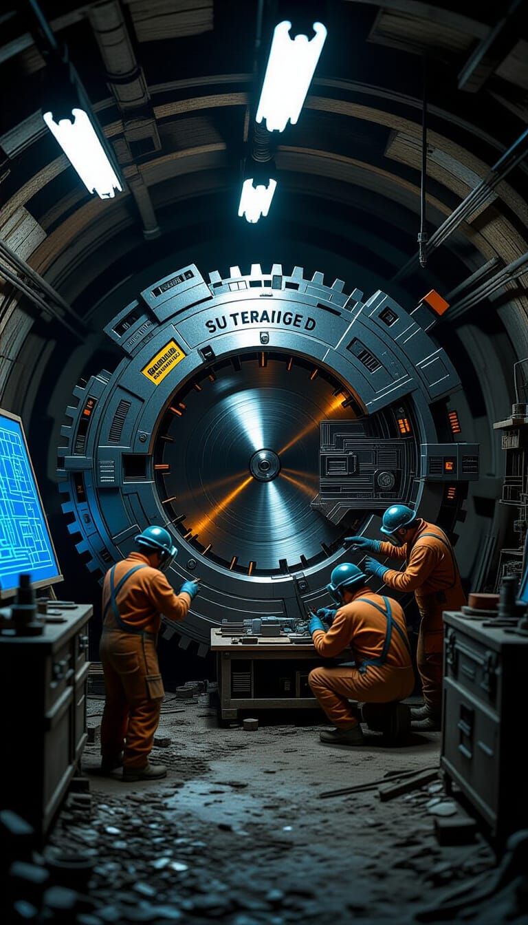 supercharged circular saw, with futuristic features,