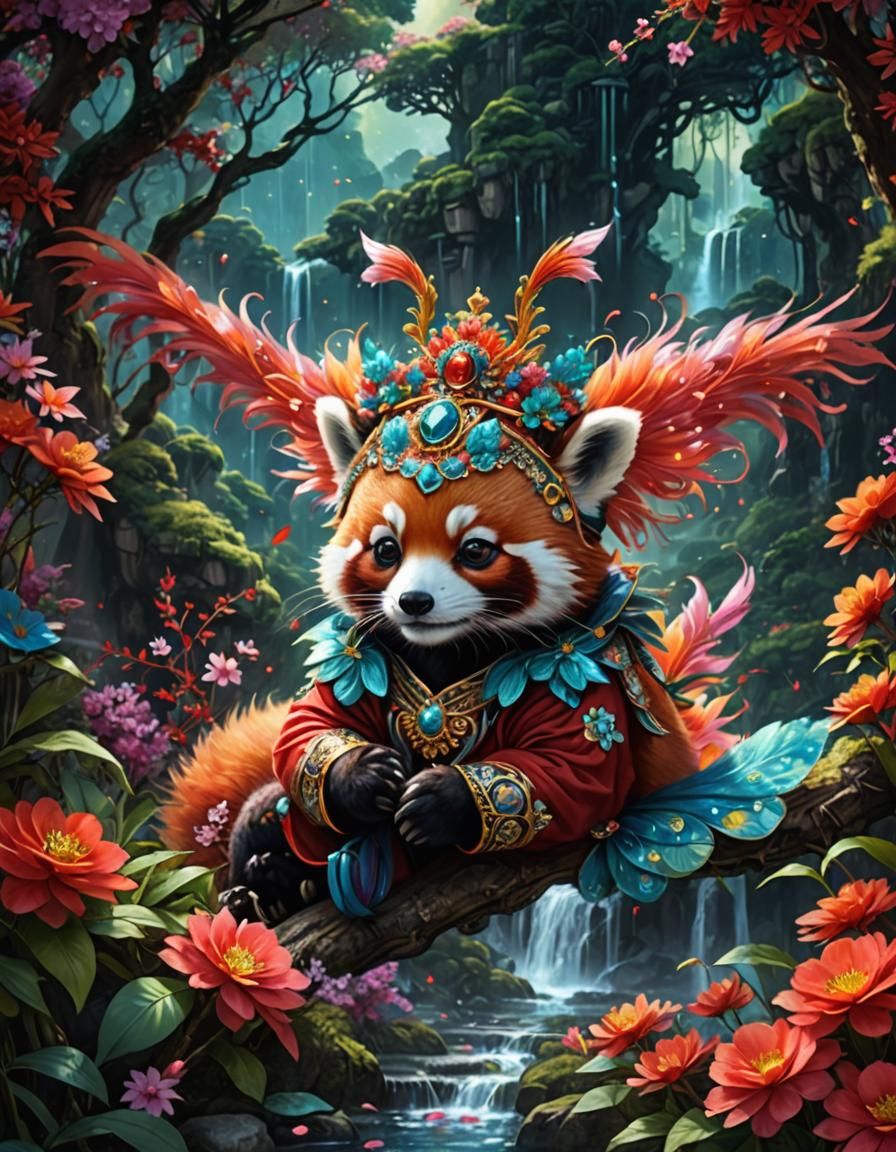 Red Panda Princess in Anime Style