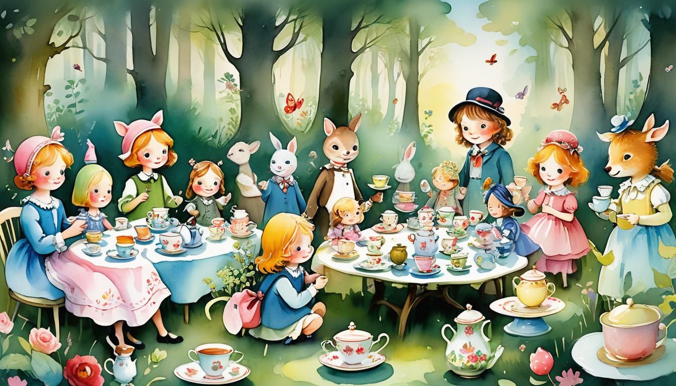 Magical Tea Party: Watercolour Nursery Rhyme Illustration
