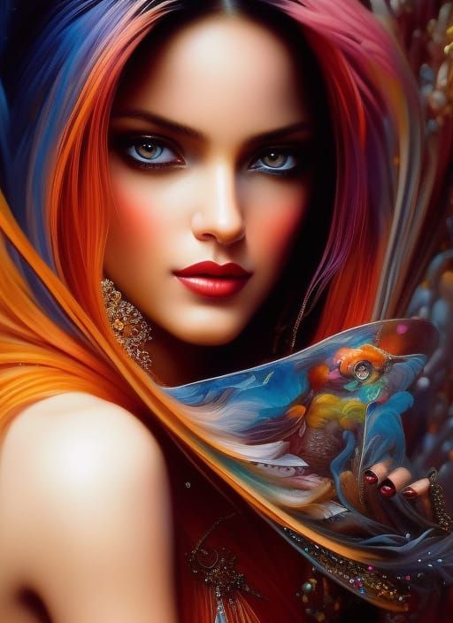 Beautiful Gypsy Girl Portrait in Gouache and Watercolor