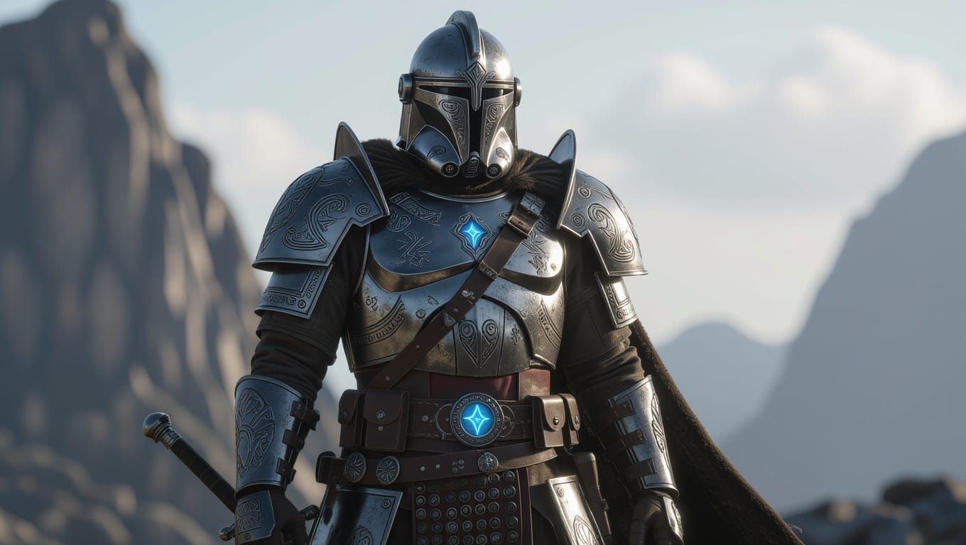 Epic Warrior in Nordic Fantasy Armor